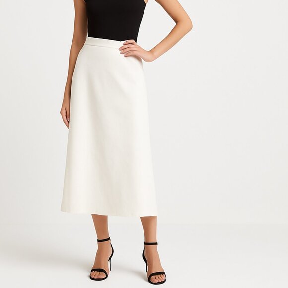 TALBOTS | White Pure Irish Linen Midi Skirt – Women’s 14P - Picture 1 of 5